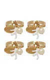 Joanna Buchanan Set-of-four  Coral And Shell Skinny Napkin Rings In Multi