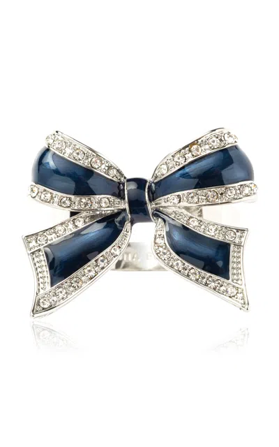 Joanna Buchanan Set-of-four Enamel Bow Skinny Napkin Rings In Navy