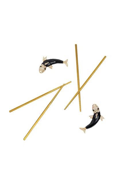 Joanna Buchanan Set-of-four Koi Chopsticks And Rests In Gold