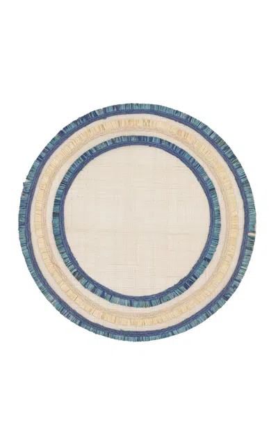 Joanna Buchanan Set-of-four Ruffled Straw Placemats In Blue