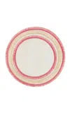 Joanna Buchanan Fringed Two-tone Straw Placemat, Set Of 4 In Pink