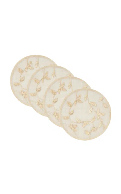 Joanna Buchanan Set-of-four Straw Leaf Placemat In Neutral