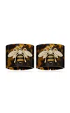 Joanna Buchanan Set-of-four Stripey Bee Resin Napkin Ring In Brown