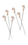 Joanna Buchanan Set-of-six Candy Cane Cocktail Picks In Red