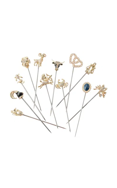 Joanna Buchanan Set-of-twelve Zodiac Cocktail Pick Gift Set In Multi
