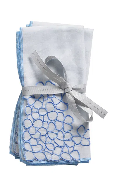 Joanna Buchanan Set-of-two Hydrangea Linen Dinner Napkins In Blue