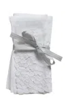 Joanna Buchanan Set-of-two Hydrangea Linen Dinner Napkins In White
