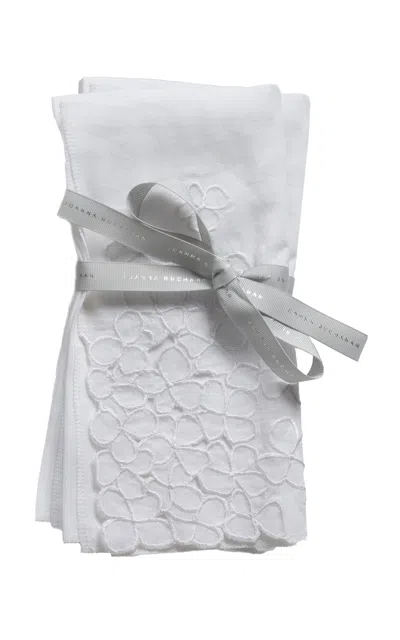 Joanna Buchanan Set-of-two Hydrangea Linen Dinner Napkins In White