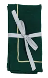 Joanna Buchanan Gold-tone Trim Linen Dinner Napkins, Set Of 2 In Green
