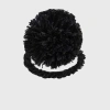 Joanna Buchanan Straw Pompom Napkin Rings, Set Of Four In Black
