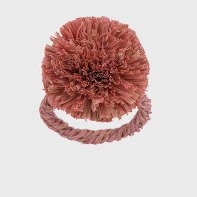 Joanna Buchanan Straw Pompom Napkin Rings, Set Of Four