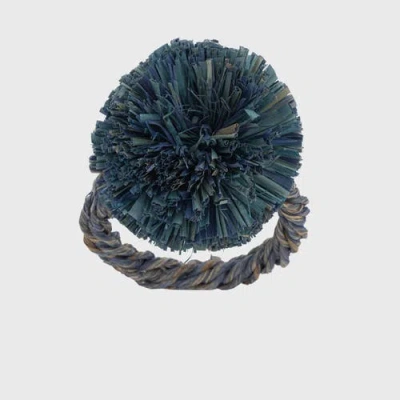Joanna Buchanan Straw Pompom Napkin Rings, Set Of Four
