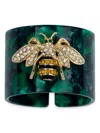 Joanna Buchanan Stripey Bee Resin Tortoiseshell Napkin Rings, Set Of 4 In Green
