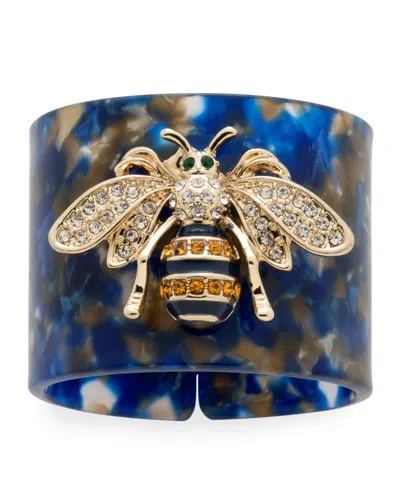 Joanna Buchanan Stripey Bee Resin Napkin Rings, Set Of 4 In Blue