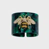 Joanna Buchanan Stripey Bee Resin Napkin Rings, Set Of Four In Green