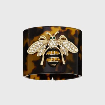 Joanna Buchanan Stripey Bee Resin Napkin Rings, Set Of Four In Brown