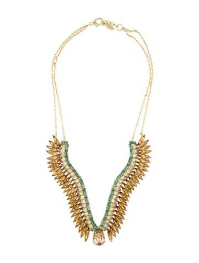 Pre-owned Joanna Laura Constantine Crystal Large Wings Collar Necklace, 15" In Multi