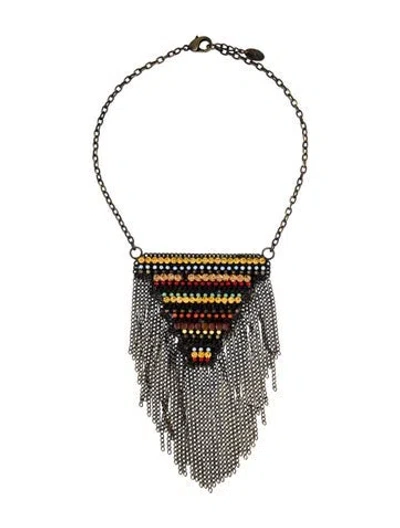 Pre-owned Joanna Laura Constantine Crystal Triangle Pendant Necklace, 17.75" In Multi