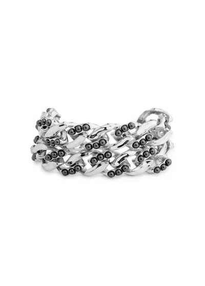 Joanna Laura Constantine Embellished Rhodium-plated Chain Bracelet In Silver