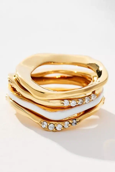 Joanna Laura Constantine Enamel & Stone Wave Rings, Set Of 3 In Gold