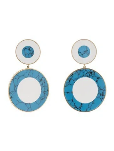 Pre-owned Joanna Laura Constantine Enamel Drop Earrings In Blue/white