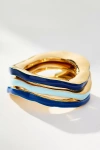Joanna Laura Constantine Enamel Wave Ring, Set Of 3 In Blue
