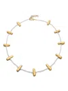Joanna Laura Constantine Gold-bar Pearl Necklace In Gray