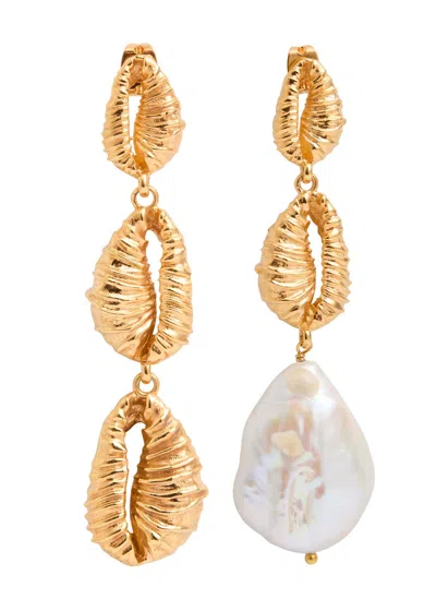 Joanna Laura Constantine Mismatched Seashell 18kt Gold-plated Earrings