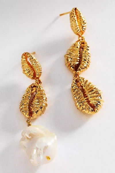 Joanna Laura Constantine Mismatched Seashell Drop Earrings In Gold
