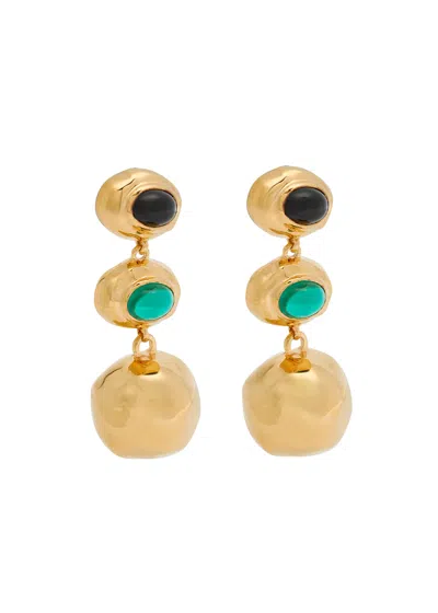 Joanna Laura Constantine Oval Cabochon 18kt Gold-plated Drop Earrings