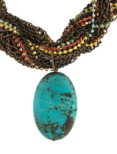 Pre-owned Joanna Laura Constantine Resin Multistrand Pendant Necklace, 18.5" In Blue/green/orange