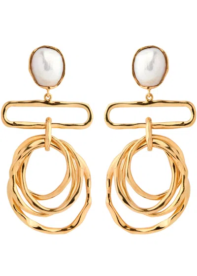 Joanna Laura Constantine Statement 18kt Gold-plated Drop Earrings In Pearl