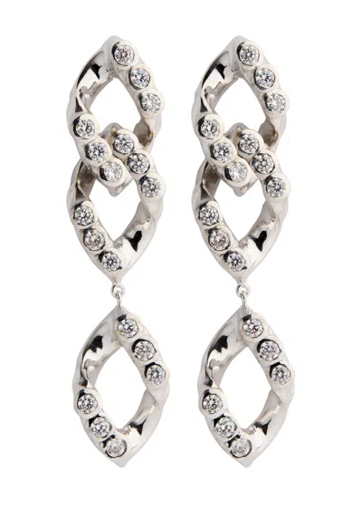 Joanna Laura Constantine Statement Rhodium-plated Drop Earrings In Silver