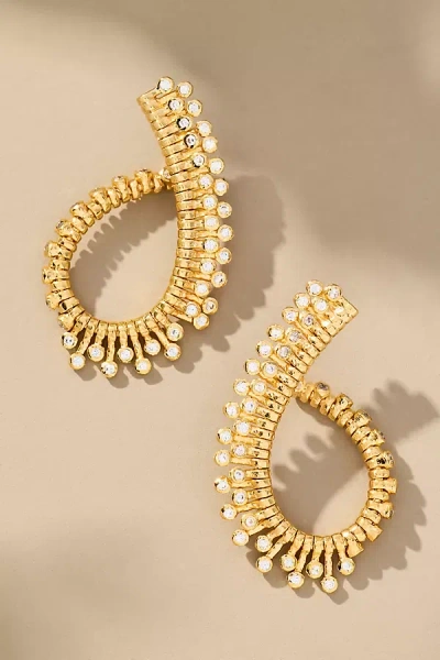 Joanna Laura Constantine Twisted Round Stone Earrings In Gold