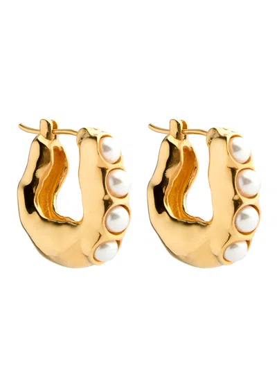 Joanna Laura Constantine Wave 18kt Gold-plated Hoop Earrings In Pearl