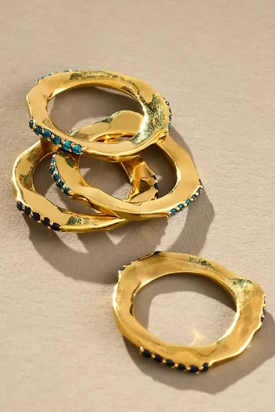 Joanna Laura Constantine Wave Rings, Set Of 4 In Gold