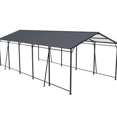 Joanna Vargas 13*26.5 Ft Galvanized Roof And Frame Carport, Rust - Proof Metal Carport For Trucks, Cars Boats, Sui In Gray