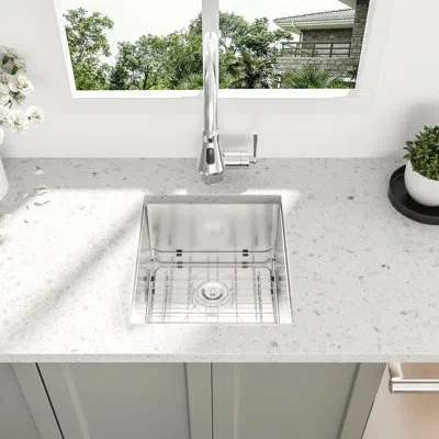 Joanna Vargas 15"x17"x10" Undermount Stainless Steel Sink - 16 Gauge Single Bowl, 10 Inch Deep, Sus304, Handcrafte In Silver