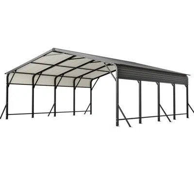 Joanna Vargas 2020 Ft Carport, Easy Assembly, Complete Kit, Ideal For Cars, Trucks, And Boats To Assemble, Kit Wit In Black