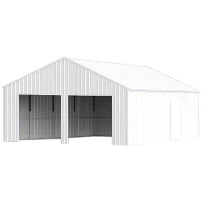 Joanna Vargas 25ft 33ft Double Garage Steel Barn Shed For All - Weather Storage 14 Gauge Square Tube Frame, Two 10 In White
