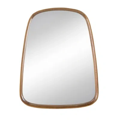 Joanna Vargas 27"x37" Mirror With Wood Frame For Living Room & Bathroom - Minimalist Silhouette, Softens Any Entry In Gold