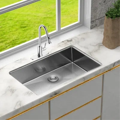 Joanna Vargas 30" X 18" 9" 16 Gauge Undermount Stainless Steel Kitchen Sink Single Bowl, 9 Inch Deep, Drain Assemb In Silver