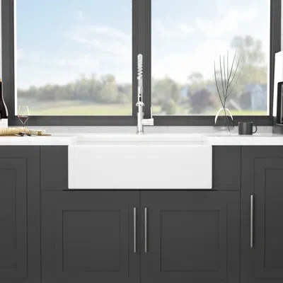 Joanna Vargas 30x20 Inch White Ceramic Kitchen Sink Workstation - Single Bowl. And Stylish. To Discoloration. Spac In Silver