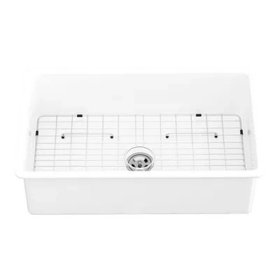 Joanna Vargas 32" Ceramic Kitchen Sink - White, Providing A Clean And Fresh Look Single Bowl With An Elegant Appea