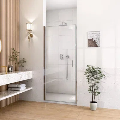 Joanna Vargas 34" W Pivot Shower Door In , 72" H, 1/4"  6mm  Thick Tempered Glass, Corrosion - Frame, Zero Leakage In Transparent