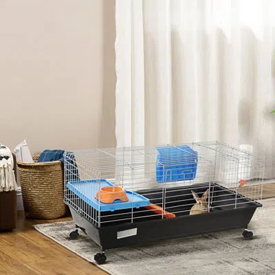 Joanna Vargas 35"l Small Pet Rolling Cage - For , Guinea Pig, Ferret, Chinchilla With Food Dish, Water Bottle, Hay In Multi
