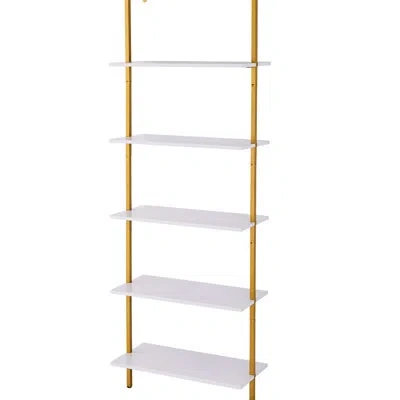 Joanna Vargas 5 Tier Industrial Square Pipe Shelf Gold White With A Solid Build For Organizing Office Supplies