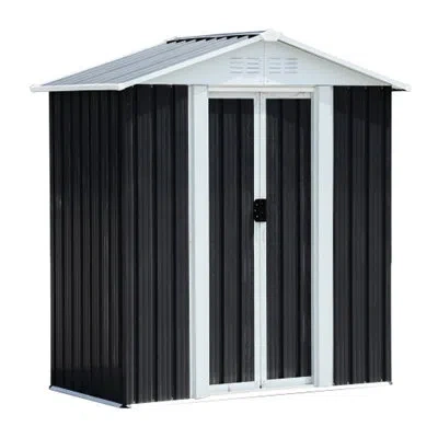 Joanna Vargas 5x3 Feet Dark Grey Outdoor Storage Shed With Aluminum Alloy Frame, Galvanized Steel Pointed Roof For In Black