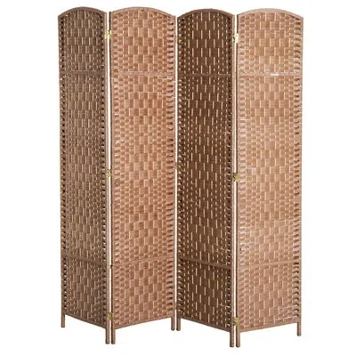 Joanna Vargas 6' Tall Weave Privacy Divider - Natural. Stylish Design. Poplar Wood Frame. Ideal For Exhibition Hal