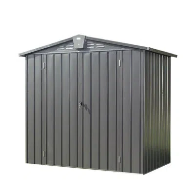 Joanna Vargas 6.5'x4.2' Outdoor Storage Unit. Metal, Lockable, Ventilated. Fits Garden Tools, Mowers, Bikes. . 167 In Black